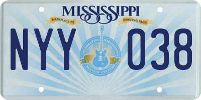 MS license plate NYY038