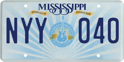 MS license plate NYY040