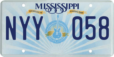 MS license plate NYY058