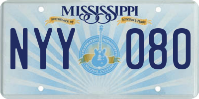 MS license plate NYY080