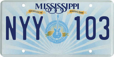 MS license plate NYY103
