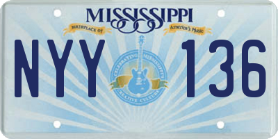MS license plate NYY136
