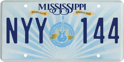 MS license plate NYY144