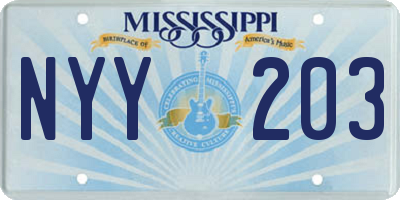 MS license plate NYY203