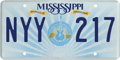 MS license plate NYY217