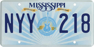 MS license plate NYY218
