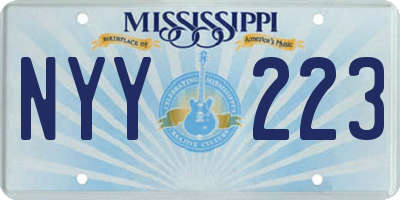 MS license plate NYY223