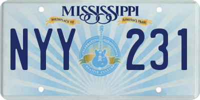 MS license plate NYY231