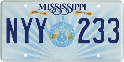 MS license plate NYY233