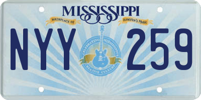 MS license plate NYY259