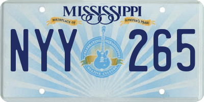 MS license plate NYY265