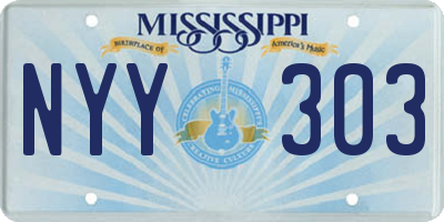MS license plate NYY303