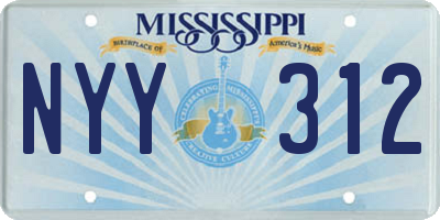MS license plate NYY312