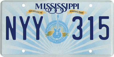 MS license plate NYY315
