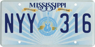 MS license plate NYY316