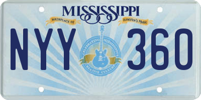 MS license plate NYY360