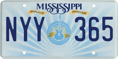 MS license plate NYY365