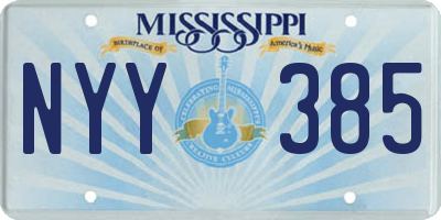MS license plate NYY385