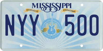 MS license plate NYY500