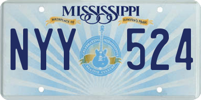MS license plate NYY524