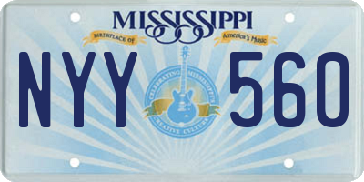 MS license plate NYY560