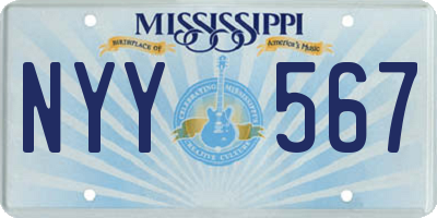 MS license plate NYY567
