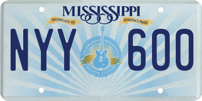 MS license plate NYY600