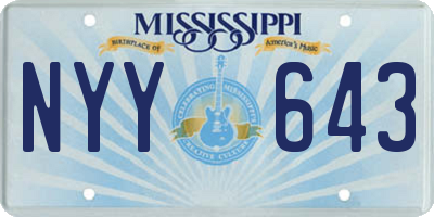 MS license plate NYY643
