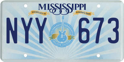 MS license plate NYY673
