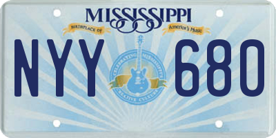 MS license plate NYY680