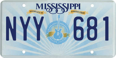 MS license plate NYY681