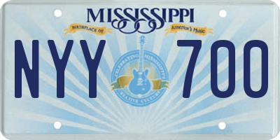 MS license plate NYY700