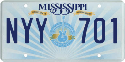 MS license plate NYY701