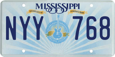 MS license plate NYY768