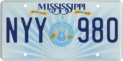 MS license plate NYY980