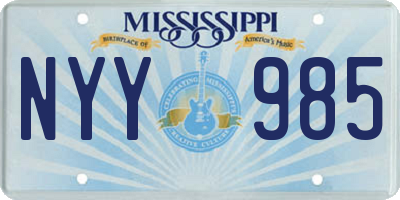 MS license plate NYY985