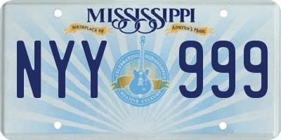 MS license plate NYY999