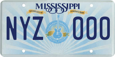 MS license plate NYZ000