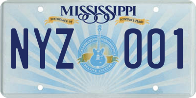 MS license plate NYZ001