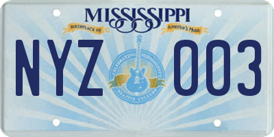 MS license plate NYZ003