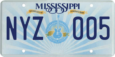 MS license plate NYZ005