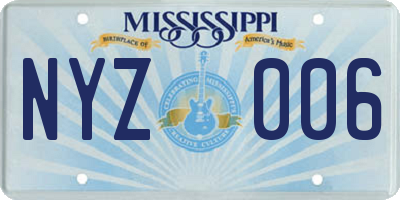 MS license plate NYZ006