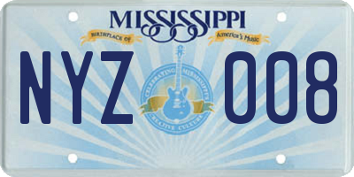 MS license plate NYZ008