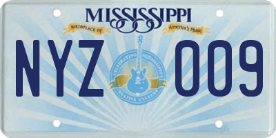 MS license plate NYZ009