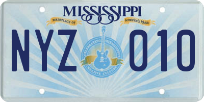 MS license plate NYZ010