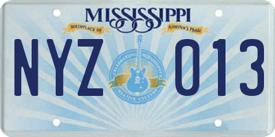 MS license plate NYZ013