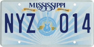 MS license plate NYZ014