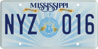 MS license plate NYZ016