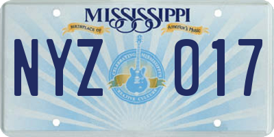 MS license plate NYZ017