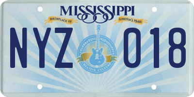 MS license plate NYZ018